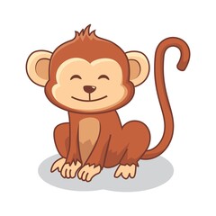 Obraz premium Monkey Cartoon Cute Animals Illustration