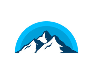 Blue semi circle and mountain