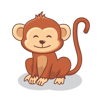 Monkey Cartoon Cute Animals Illustration