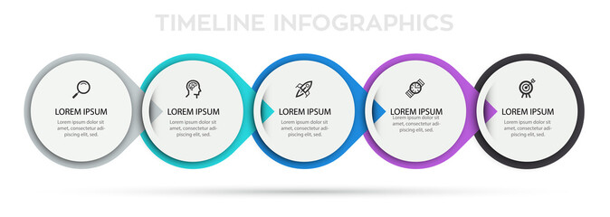 Vector Infographic label design template with icons and 5 options or steps. Can be used for process diagram, presentations, workflow layout, banner, flow chart, info graph.