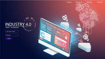 Physical systems, cloud computing, cognitive computing industry 4.0 infographic. Cyber Technology Systems concept. Infographic of industry 4.0.