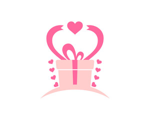 Pink gift box and love