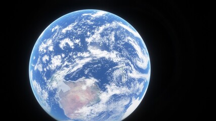 View of planet earth from space, detailed planet surface, science fiction wallpaper, cosmic landscape 3D render
