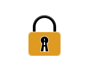 Gold padlock with keyhole road inside