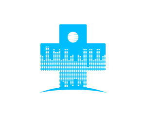 Plus symbol with music bar inside