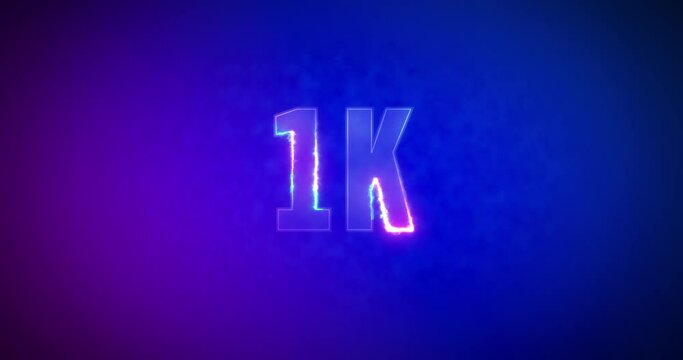 1K. Electric lightning words. Burning Logotype on purple blue background. High quality 4k footage. 1000