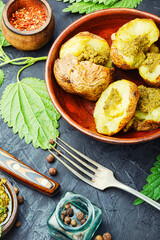 Baked unpeeled potatoes