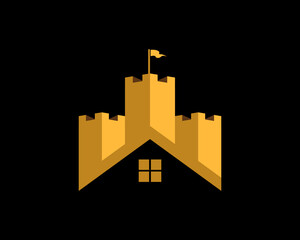 Luxury gold fortress and house