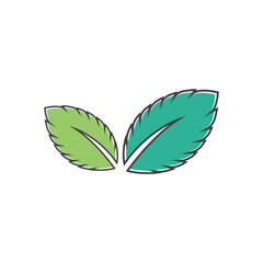 Mint leaves flat vector color icon