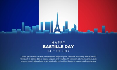 Obraz premium Bastille Day Background with Paris City Landscape.