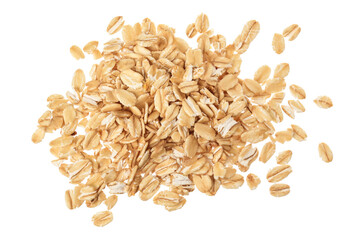 oat flakes isolated on white background. Top view