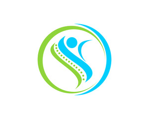 Circle shape with people and healthy backbone