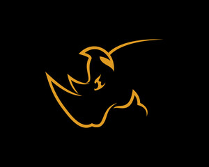 Gold rhinoceros outline