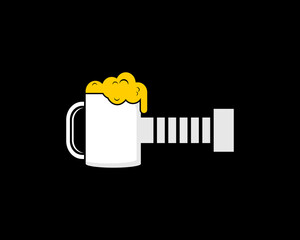 Beer glass and hammer