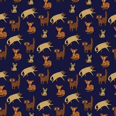 Seamless pattern of cute cats. Design for wallpaper, fabric, textile, packaging.