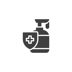 Hand disinfection, alcohol gel vector icon. filled flat sign for mobile concept and web design. Liquid soap sanitizer glyph icon. Coronavirus protection symbol, logo illustration. Vector graphics