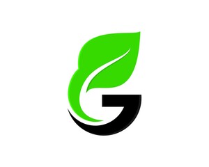 G Letter with green leaf