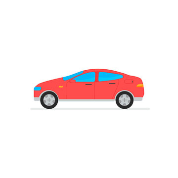 Vector red car  in white background. Vector illustration transport
