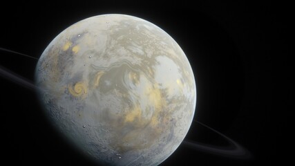Obraz na płótnie Canvas science fiction wallpaper, cosmic landscape, realistic exoplanet, beautiful alien planet in far space, detailed planet surface 3d render
