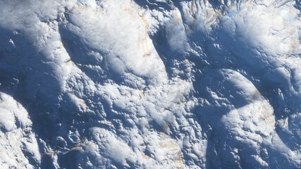 science fiction wallpaper, cosmic landscape, realistic exoplanet, beautiful alien planet in far space, detailed planet surface 3d render