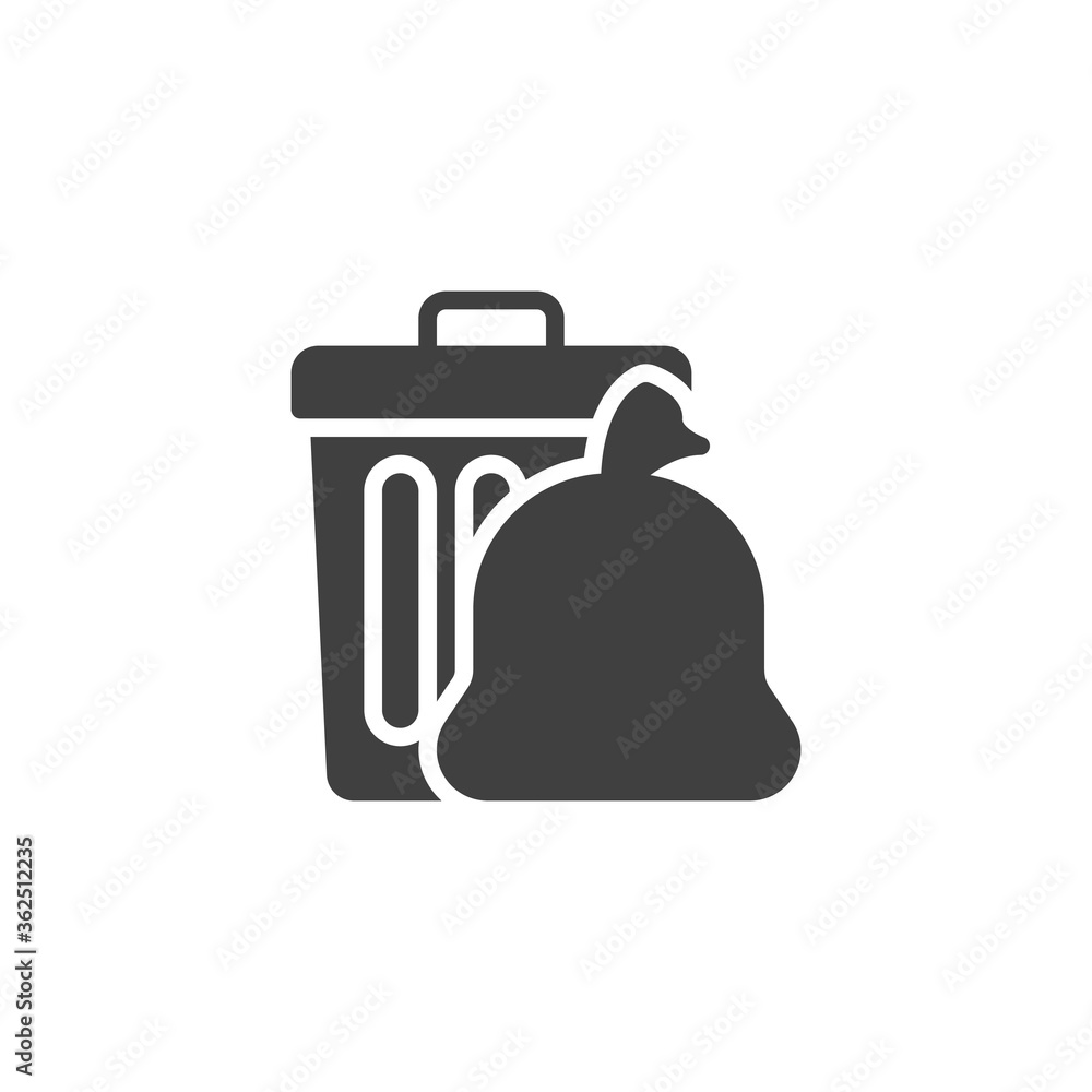 Aufkleber trash bag and garbage bin vector icon. filled flat sign for mobile concept and web design. recycle b
