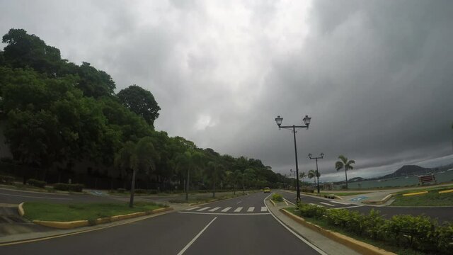 PANAMA, MAY 24, 2020: POV of main tourism area in Panama City empty due to coronavirus outbreak. (Covid - 19). Panama has the most strictly quarantine regulation comparing all countries of America.