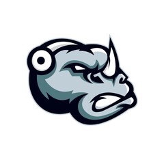 Rhino mascot logo design vector with modern illustration concept style for badge, emblem and t shirt printing. Angry Rhino illustration for sport and e-sport team.