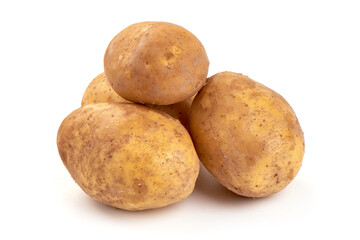 Young raw potatoes, isolated on white background