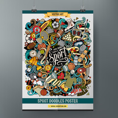 Cartoon colorful hand drawn doodles Sports poster