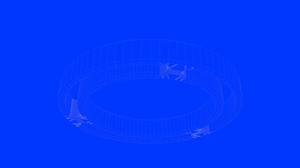 3d rendering of a white lines illustration isolated on blue background