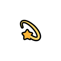 Shooting Star Vector Icon. Isolated Golden Star Cartoon Style