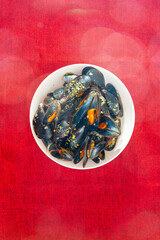 Italian Steamed Mussels cooked in Provencale style