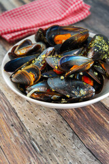 Italian Steamed Mussels cooked in Provencale style