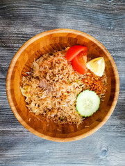 Homemade Chinese fried rice with vegetables