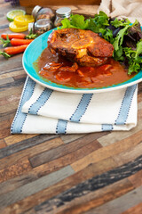 Beef stewed and Carrots potatoes with a wine sauce and herbs