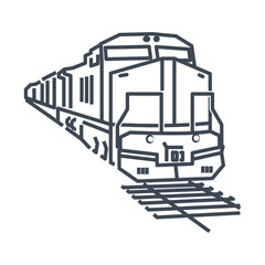 Thin line icon freight and passenger rail transport, locomotive © vvushakovv