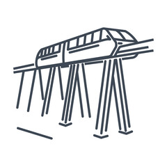 Thin line icon passenger rail transport, railway, monorail train