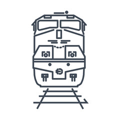 Thin line icon freight and passenger rail transport, locomotive © vvushakovv