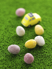 Mini eggs on grass