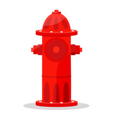 Bright red fire hydrant isolated. Vector. Flat