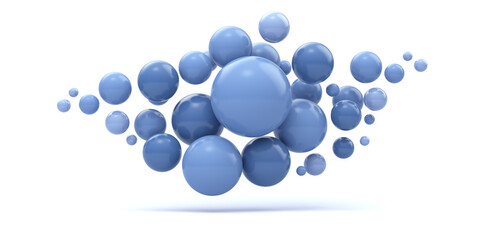3d render illustration for advertising. Falling blue balls in the blue background.