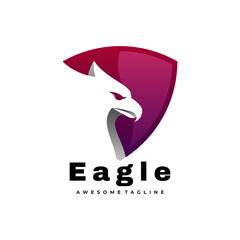 Vector Logo Illustration Eagle Gradient Colorful Style.