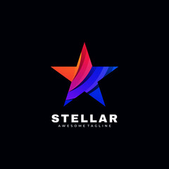 Vector Logo Illustration Stellar Gradient Colorful Style.