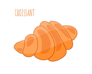 Croissant on white background. Healthy breakfast. French croissant. Flat style. Vector isolated