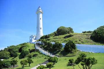 Fototapeta na wymiar The Lyudao Lighthouse in Green Island, Taitung County, Taiwan.