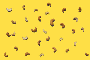 Yellow pastel cashew nut background , Seamless pattern