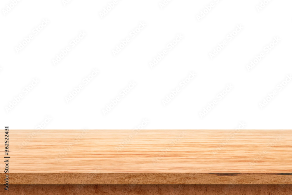 Leinwandbilder wood table top on white background with product display concept. empty wooden table floor. 3d render