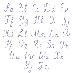 Stylish watercolor  hand drawn english alphabet . Collection of upper and lower case letters arranged in alphabetical order handwritten with calligraphic font. Vector font