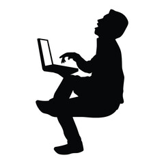 Computer hacker silhouette vector