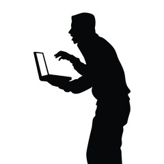 Computer hacker silhouette vector